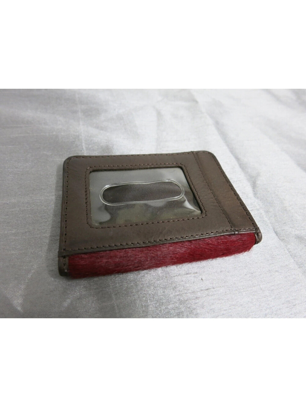 vintage Red Polo Ralph Lauren Cow Hide Fur leather bifold wallet RARE! - Picture 2 of 7